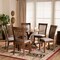 Baxton Studio Lore Grey Upholstered and Walnut Wood 7-Piece Dining Set 169-10546-10893 - alternate 4